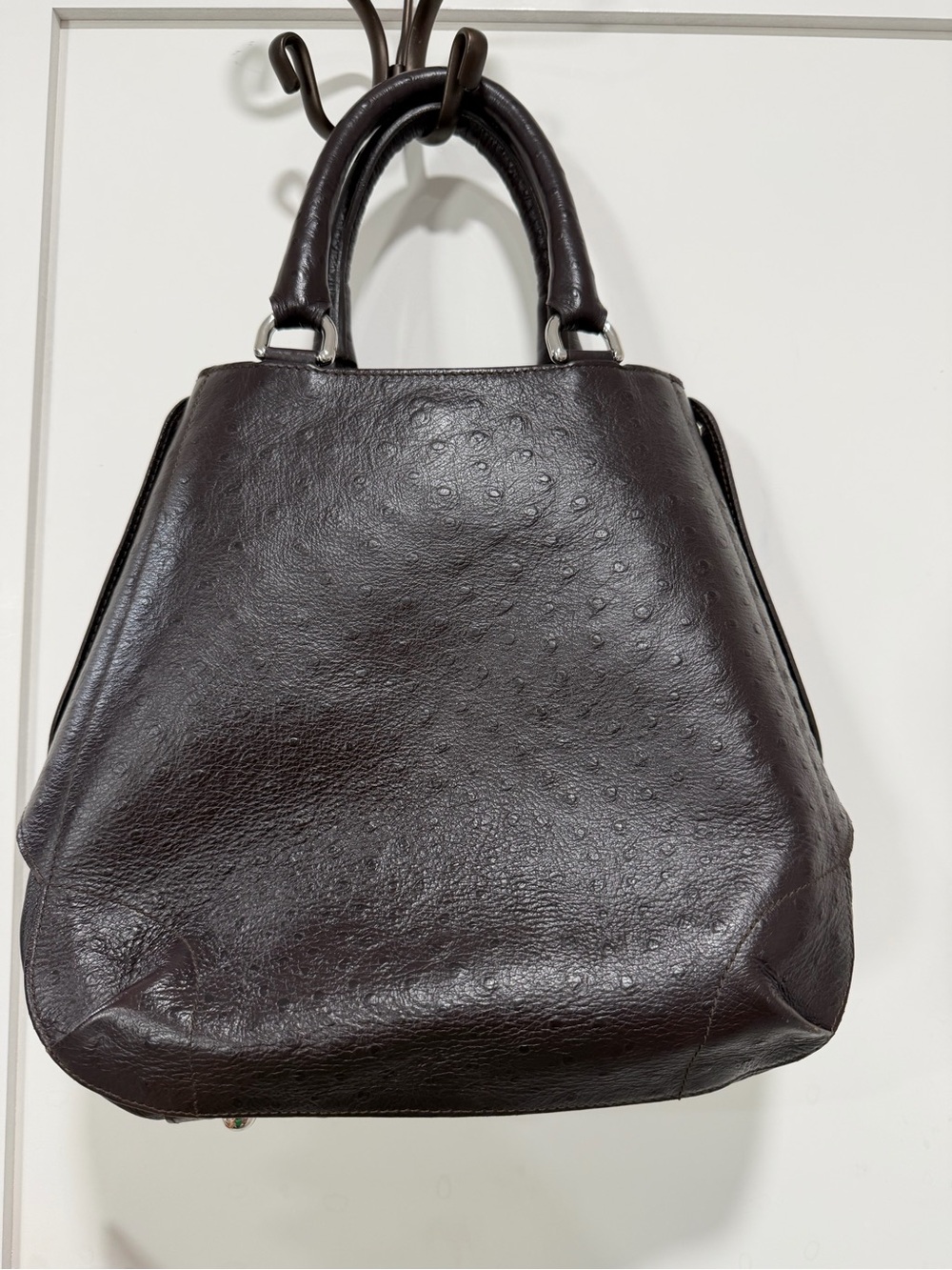 Furla Dark Brown Pebbled Leather Shoulder Bag